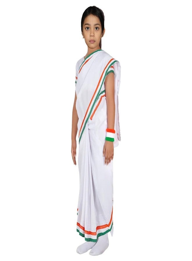 فانسي دريسويل زي تنكري فاخر من FancyDressWale لشخصية إنديرا غاندي بحواف ثلاثية الألوان - متعدد الألوان (3-5 سنوات) (مصنوع من القطيفة) - Image 5